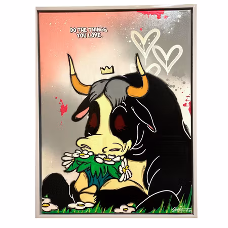 Do the things you love, blandteknik på duk av Mike Blomqvist, 64x83 cm