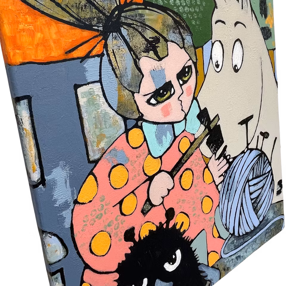 Partners in Crime, Akryl på duk av Hanna Ekegren, 50x50 cm
