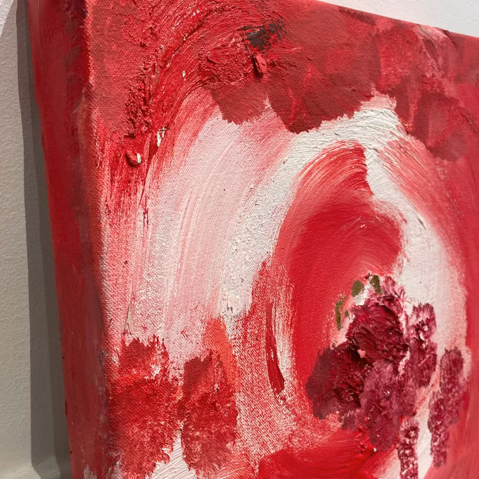 Utan titel, Olja på duk av Monique Lamarche, 31x31 cm