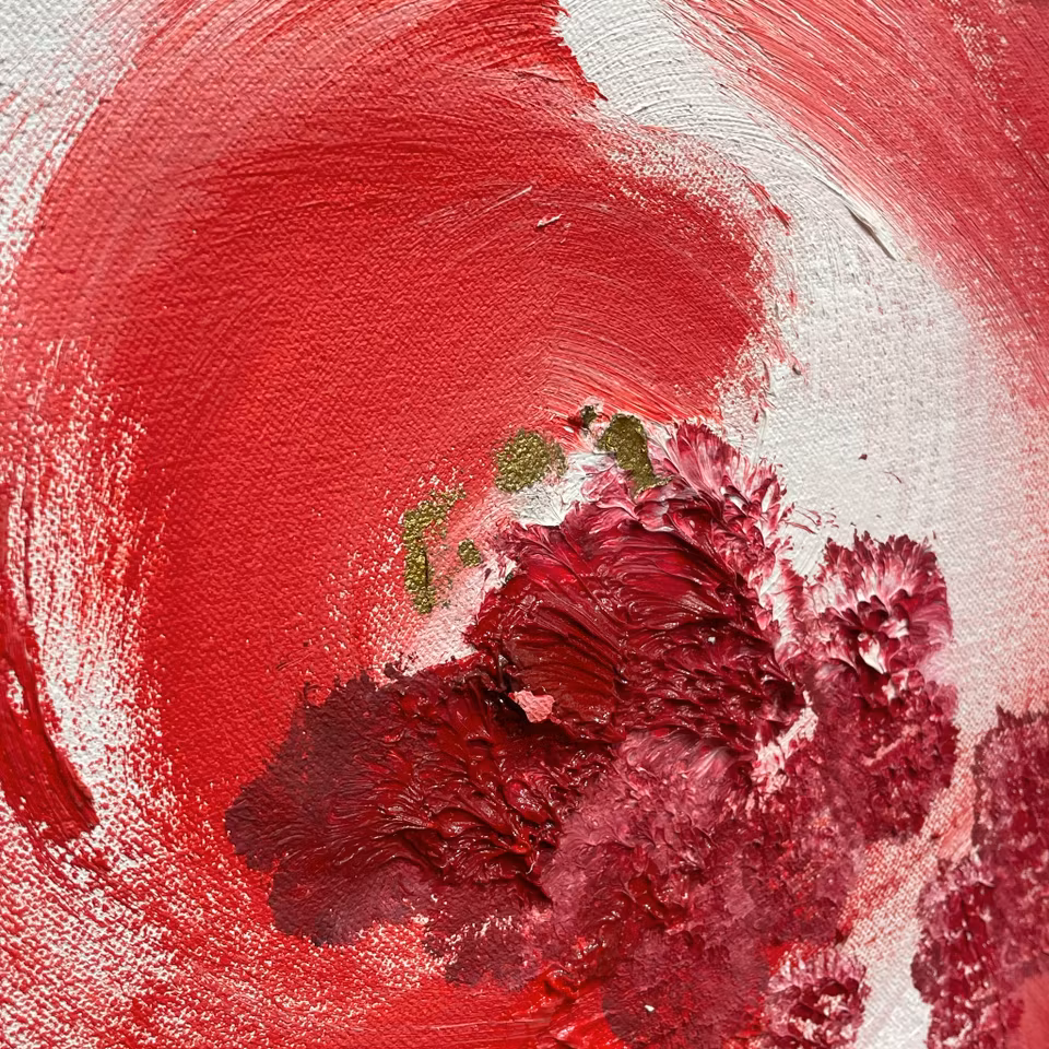 Utan titel, Olja på duk av Monique Lamarche, 31x31 cm