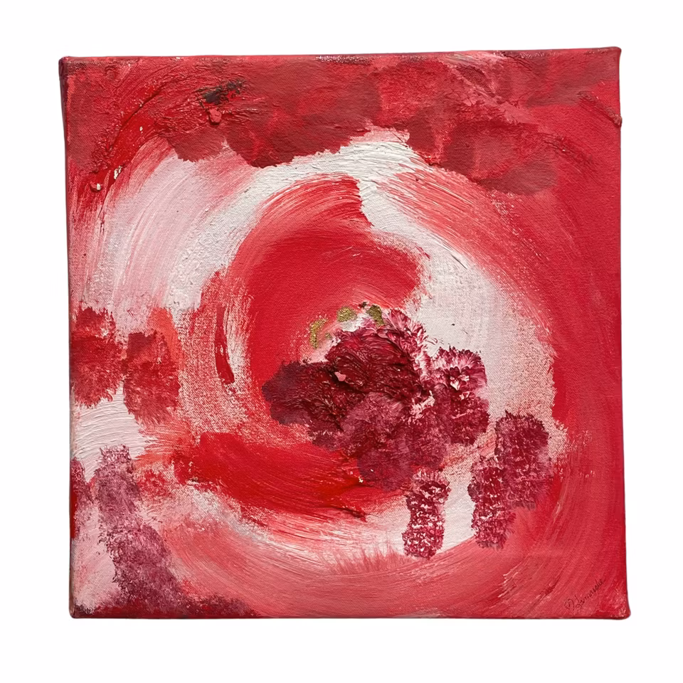 Utan titel, Olja på duk av Monique Lamarche, 31x31 cm