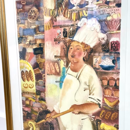 Baker, Färglitografi av Vladimir Hudobko, 45,5x61 cm