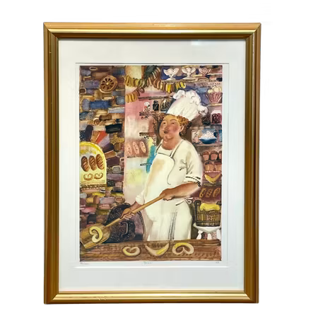 Baker, Färglitografi av Vladimir Hudobko, 45,5x61 cm