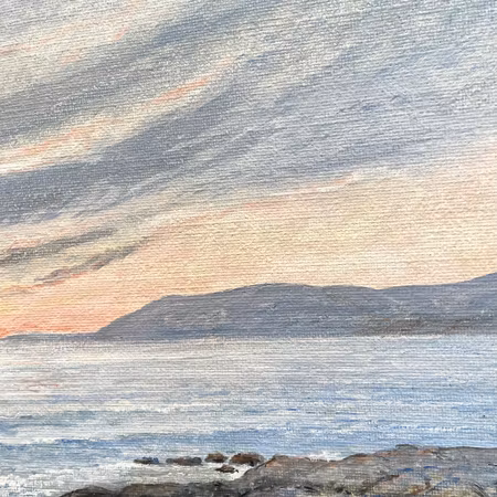 Kvällning, Olja på duk av Arnold Lindblom, 36x25 cm