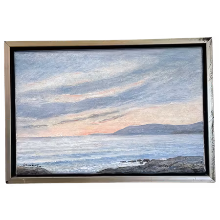 Kvällning, Olja på duk av Arnold Lindblom, 36x25 cm