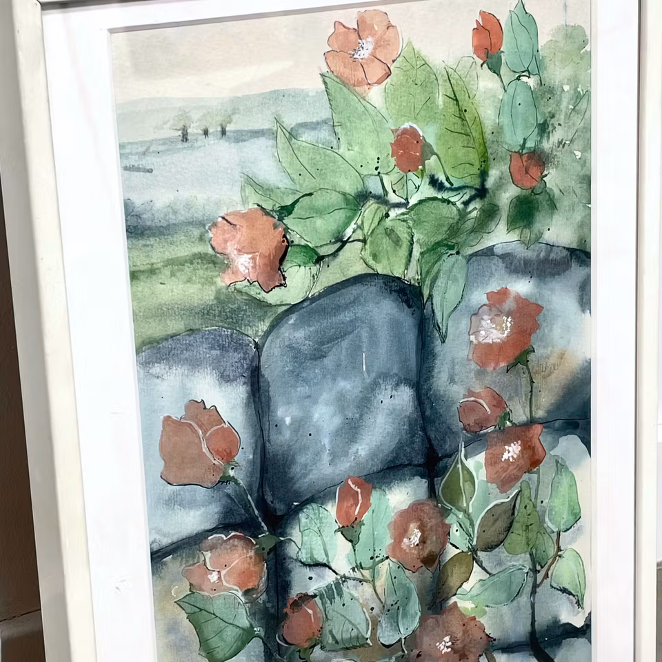 Ingen titel, Akvarell på siden av Inger Jonsson, 32x42 cm