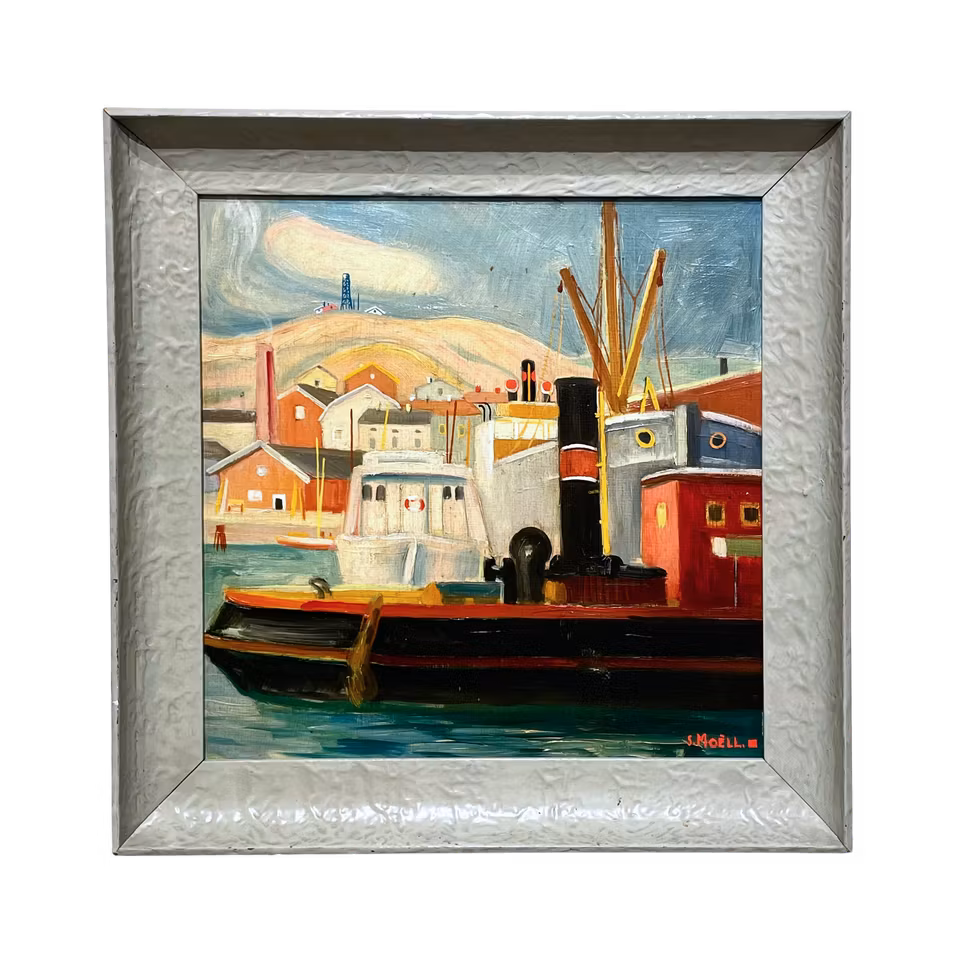 Ingen titel, Olja på duk av Sven Moéll, 44x44 cm