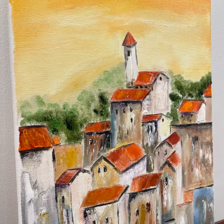 Our house, Olja på duk av Lasse Kronér, 30x42 cm