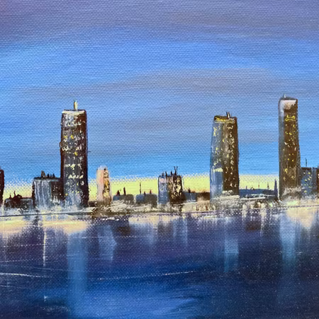 In a New York Minute, Olja på duk av Lasse Kronér, 40x30 cm
