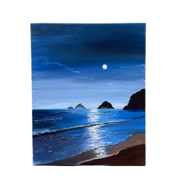 Lasse Kronér – The moon, the harsh mistress, olja på duk, 50 × 40 cm