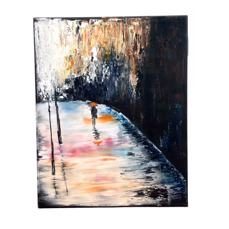 Shinkansen, Olja på duk av Lasse Kronér, 40x50 cm