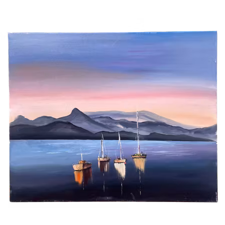 Four tops, Olja på duk av Lasse Kronér, 60x50 cm