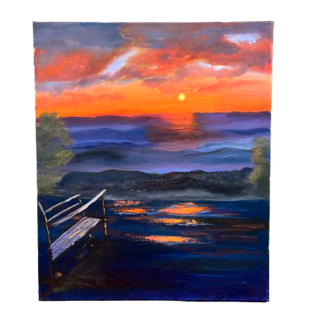 On the Roof, Olja på duk av Lasse Kronér, 46x55 cm