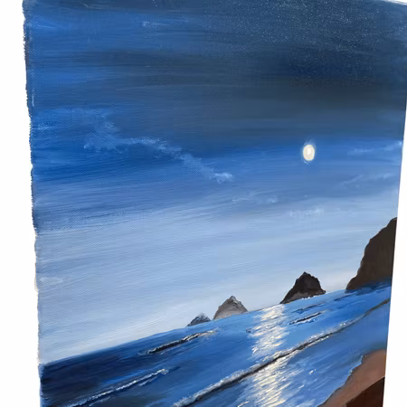 The moon, the harsh mistress, Olja på duk av Lasse Kronér, 40x50 cm