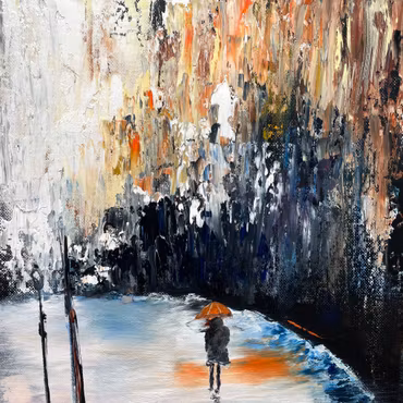 Shinkansen, Olja på duk av Lasse Kronér, 40x50 cm