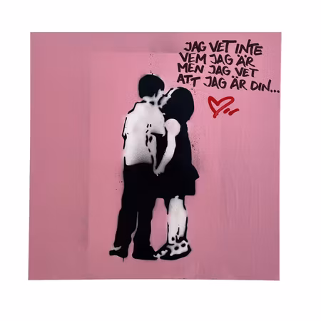 Jag vet inte vem jag är..., Blandteknik på duk av Hellstrom Street Art, 60x60 cm
