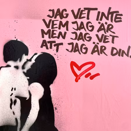 Jag vet inte vem jag är..., Blandteknik på duk av Hellstrom Street Art, 60x60 cm