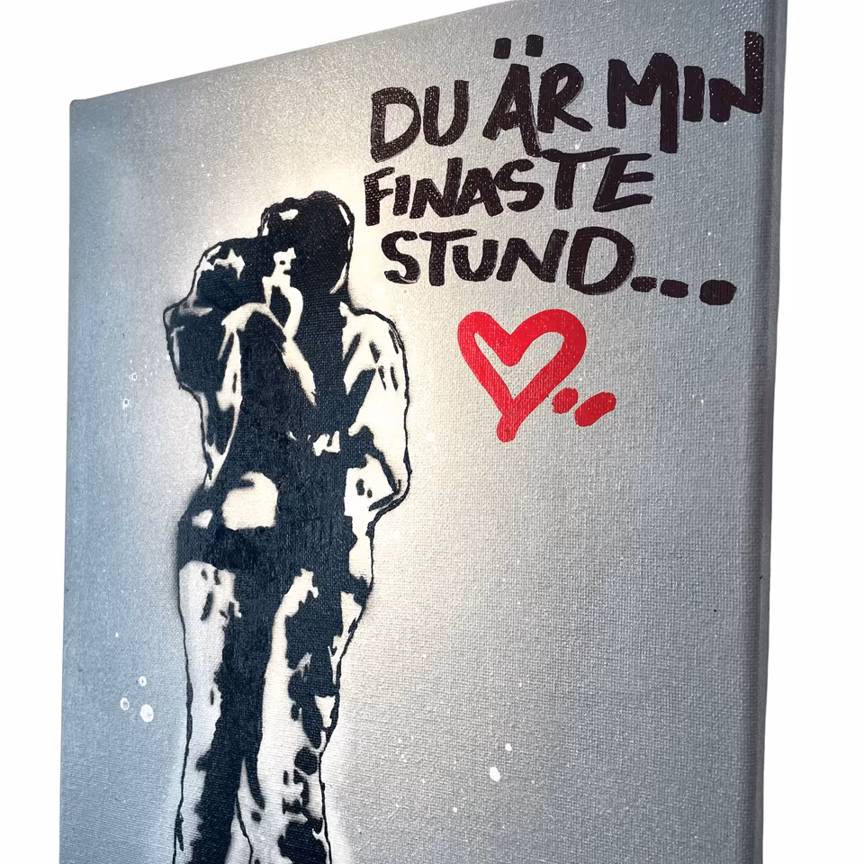 Du är min finaste stund, Blandteknik på duk av Hellstrom Street Art, 30x42 cm