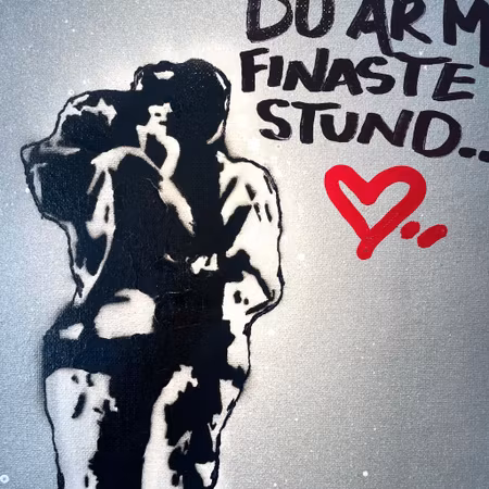 Du är min finaste stund, Blandteknik på duk av Hellstrom Street Art, 30x42 cm