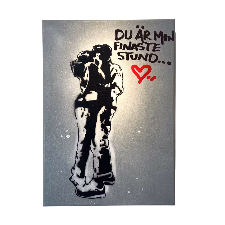 Du är min finaste stund, Blandteknik på duk av Hellstrom Street Art, 30x42 cm