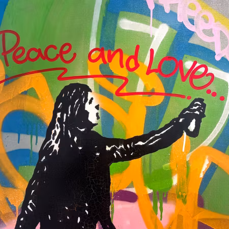 Peace & Love, Blandteknik på duk av Hellstrom Street Art & Adure, 70x100 cm