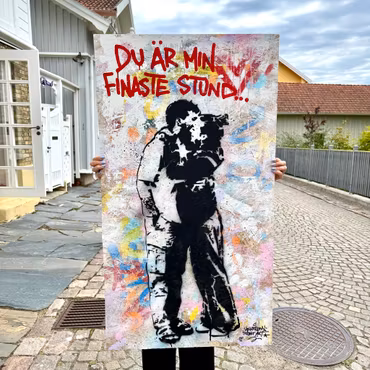 Du är min finaste stund, Blandteknik på trä av Hellstrom Street Art, 66x120 cm