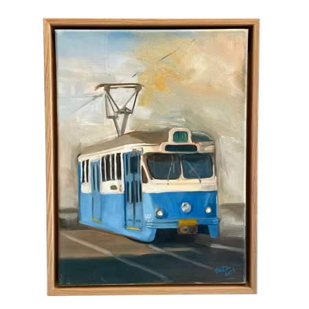 "Rörelser", Olja på linneduk av Elin Östberg, 30x40 cm