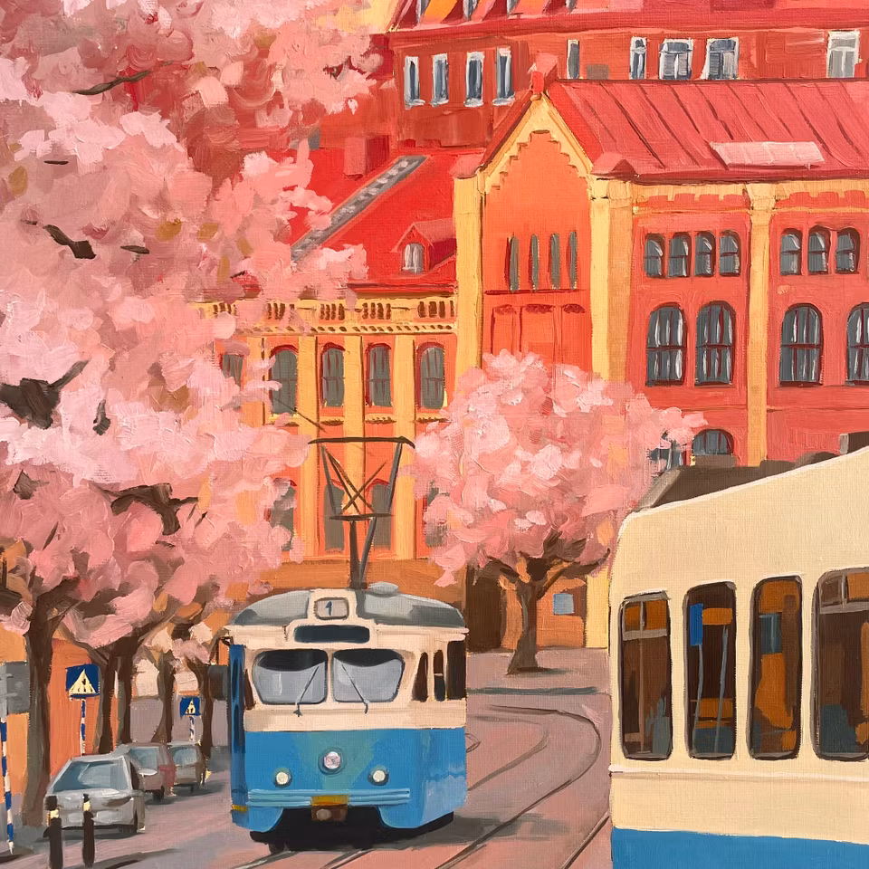 "Platåer", Olja på linneduk av Elin Östberg, 73x102 cm