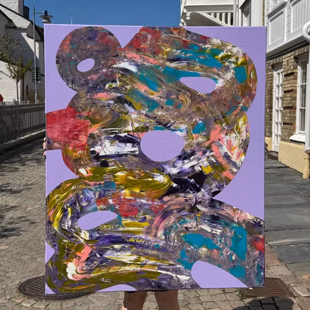 "Double Helix", Akryl på duk av Hanna Ekegren, 100x120 cm