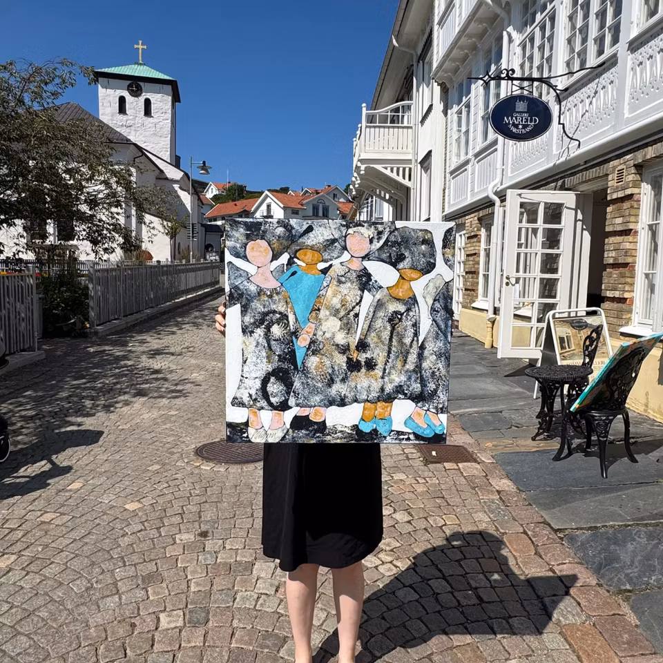 "Dreamteam", Akryl på duk av Hanna Ekegren, 60x60 cm