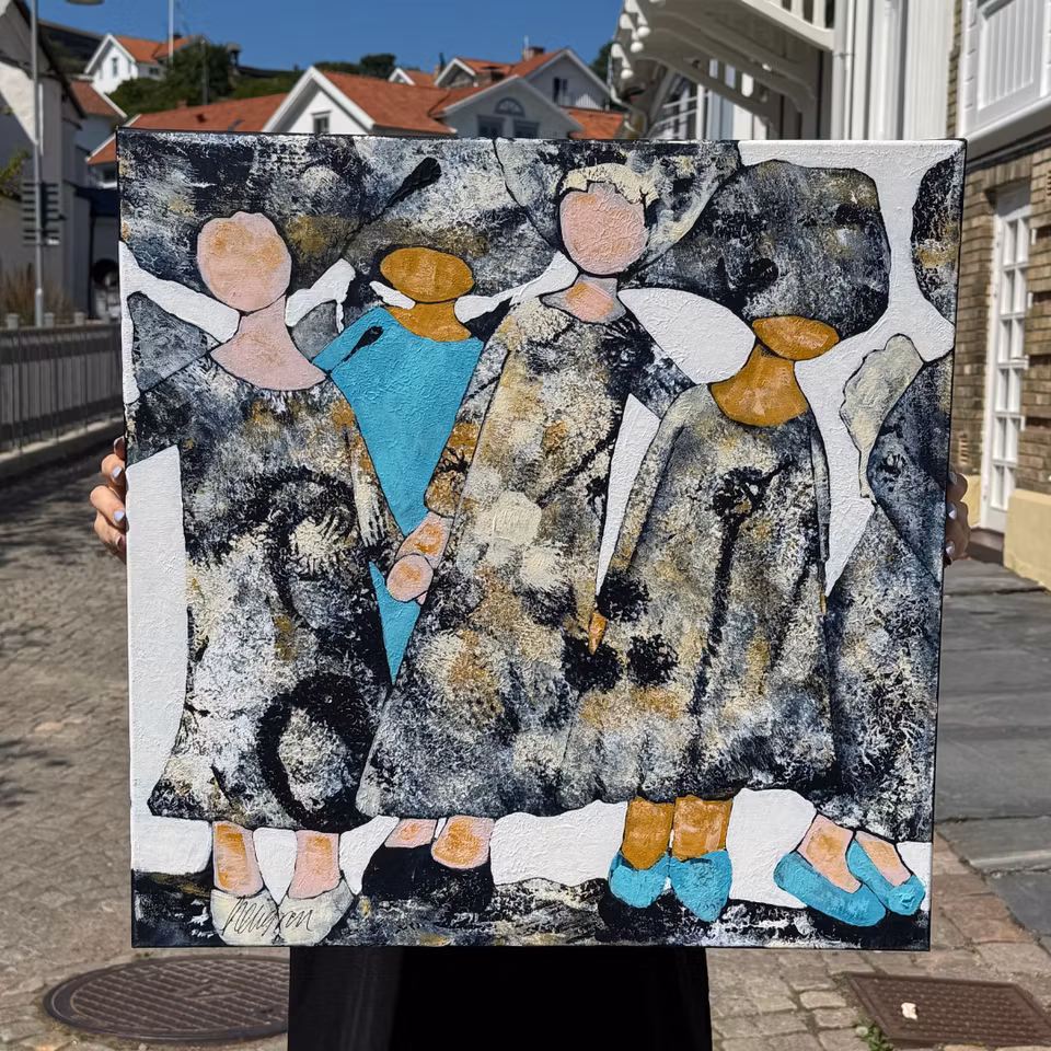 "Dreamteam", Akryl på duk av Hanna Ekegren, 60x60 cm