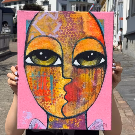 "Du är elektrisk", Akryl på duk av Hanna Ekegren, 30x41 cm