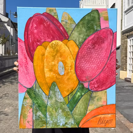 "I can buy myself flowers", Akryl på duk av Hanna Ekegren, 50x61 cm