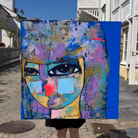 "In love with Klein", Akryl på duk av Hanna Ekegren, 100x100 cm
