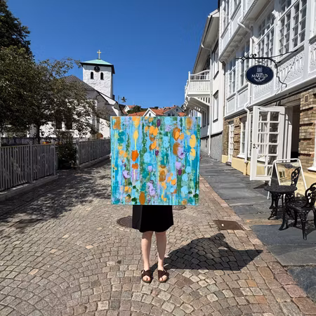 "Sommaräng", Akryl på duk av Hanna Ekegren, 80x80 cm