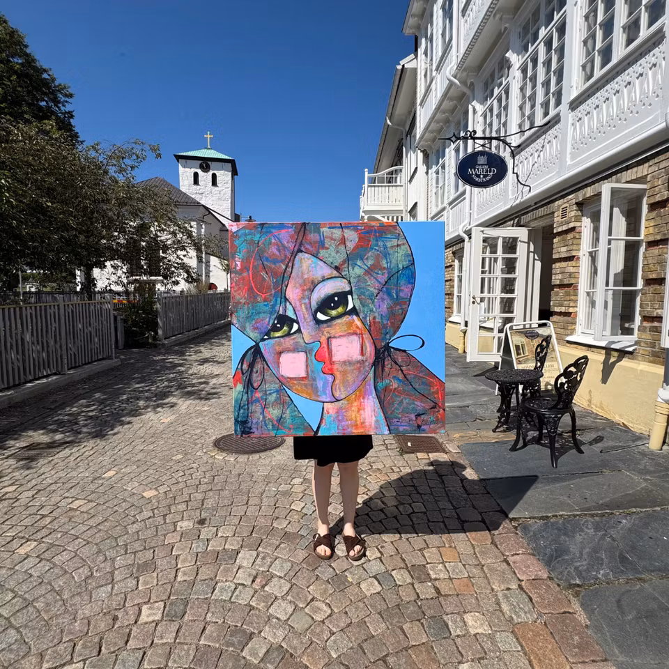 "Soulsister", Akryl på duk av Hanna Ekegren, 100x100 cm