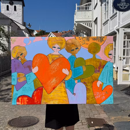 "Tänk med hjärtat", Akryl på duk av Hanna Ekegren, 120x80 cm