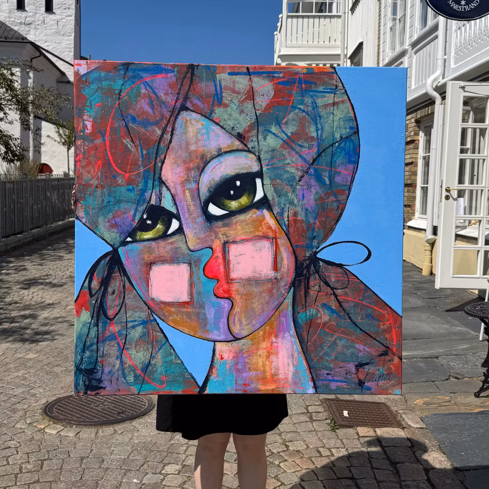 "Soulsister", Akryl på duk av Hanna Ekegren, 100x100 cm