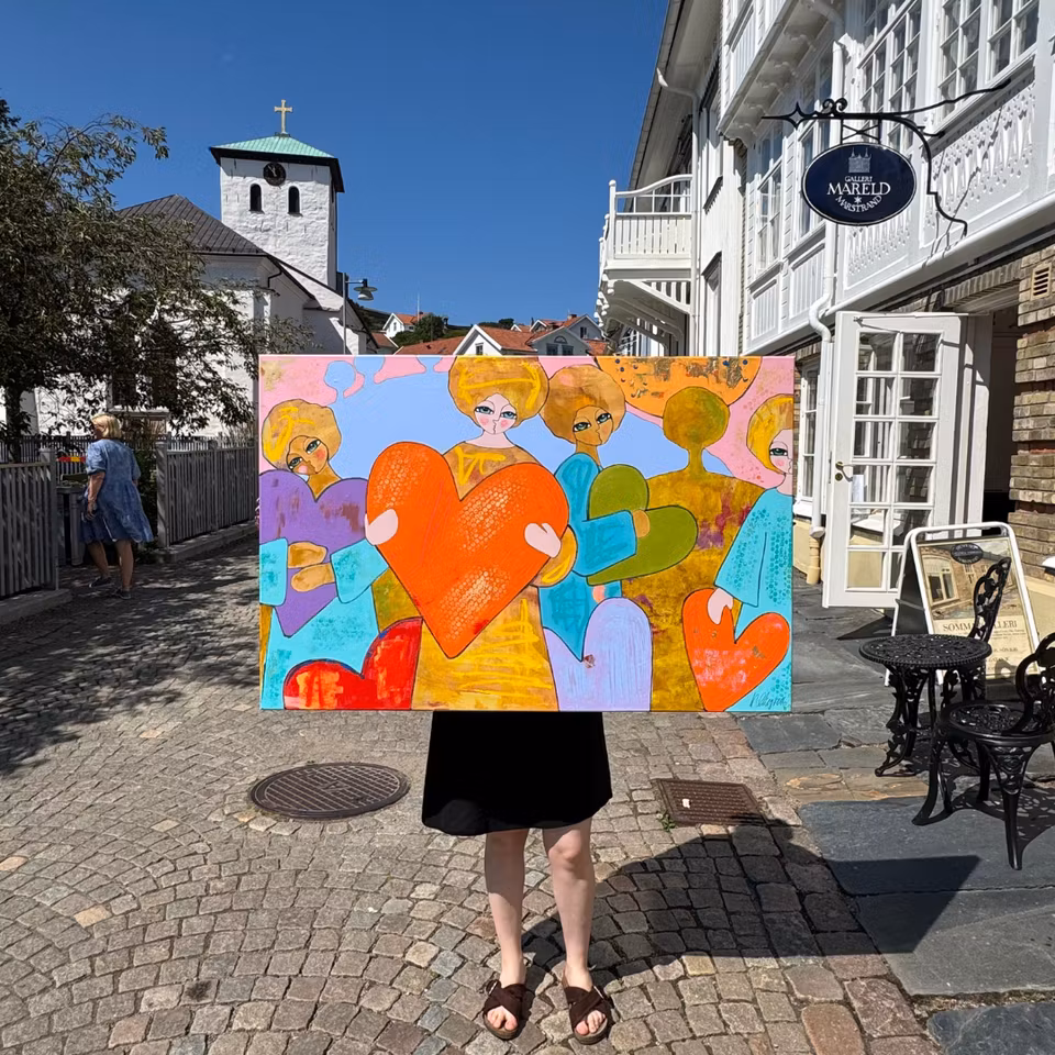 "Tänk med hjärtat", Akryl på duk av Hanna Ekegren, 120x80 cm