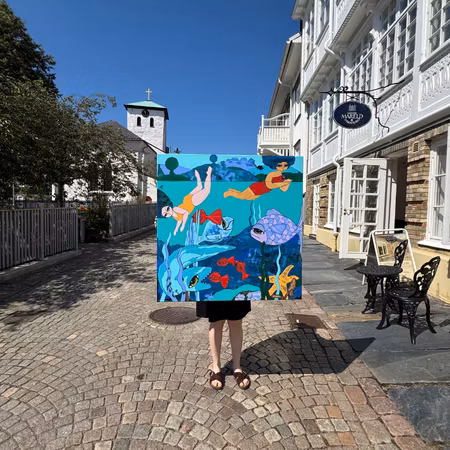 "Under ytan", Akryl på duk av Hanna Ekegren, 100x100 cm