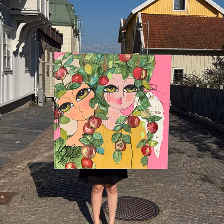 'Love life II' - Akryl på duk av Hanna Ekegren. , 100x100 cm