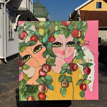 'Love life II' - Akryl på duk av Hanna Ekegren. , 100x100 cm