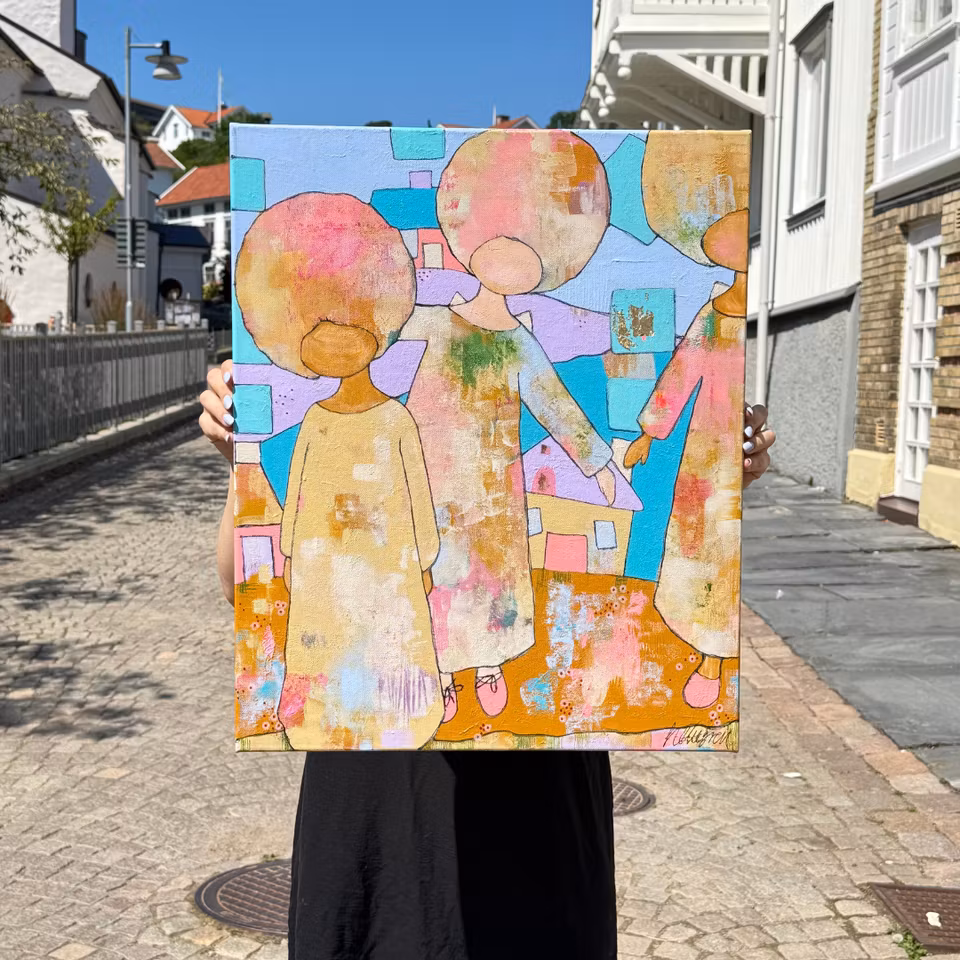 "Du kan också flyga", Akryl på duk av Hanna Ekegren, 50x61 cm