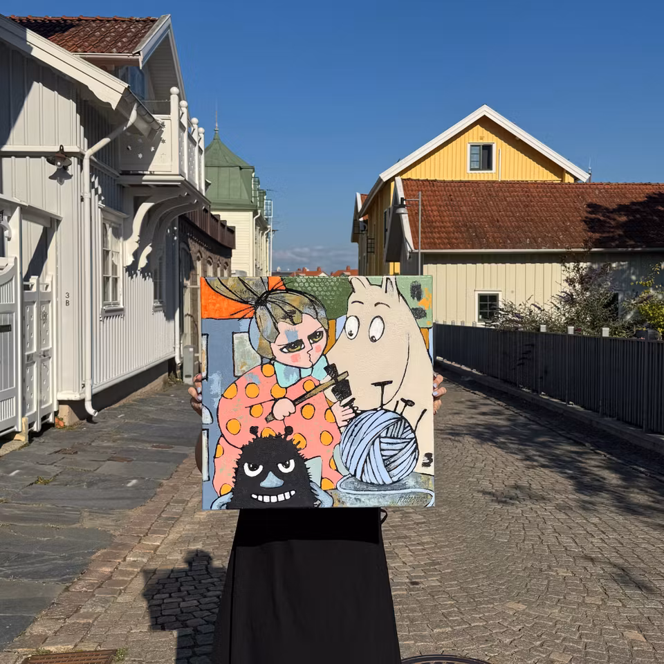 Partners in Crime, Akryl på duk av Hanna Ekegren, 50x50 cm