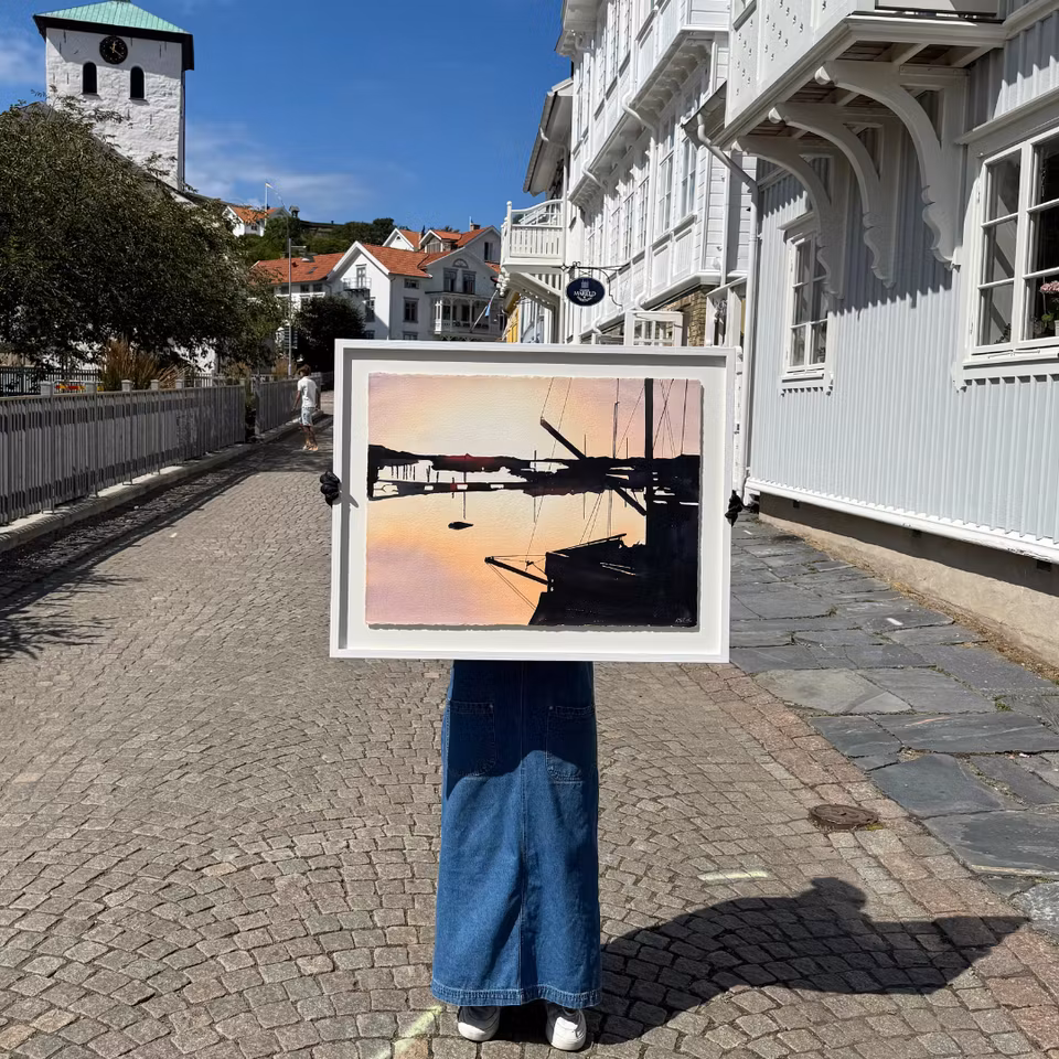 'Bovallstrand', Akvarell av Kalle Nilsson, 93x73 cm