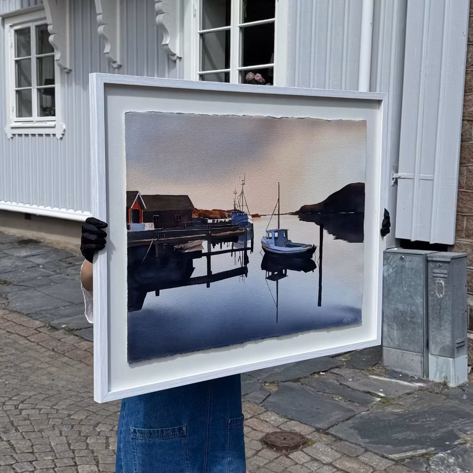 'Edsvik', Akvarell av Kalle Nilsson, 93x73 cm