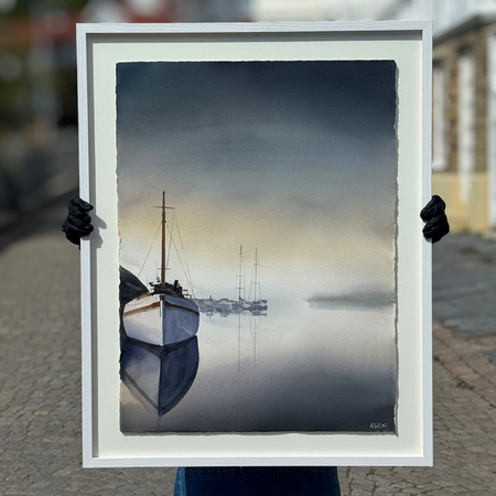 'Grebbestad', Akvarell av Kalle Nilsson, 93x73 cm