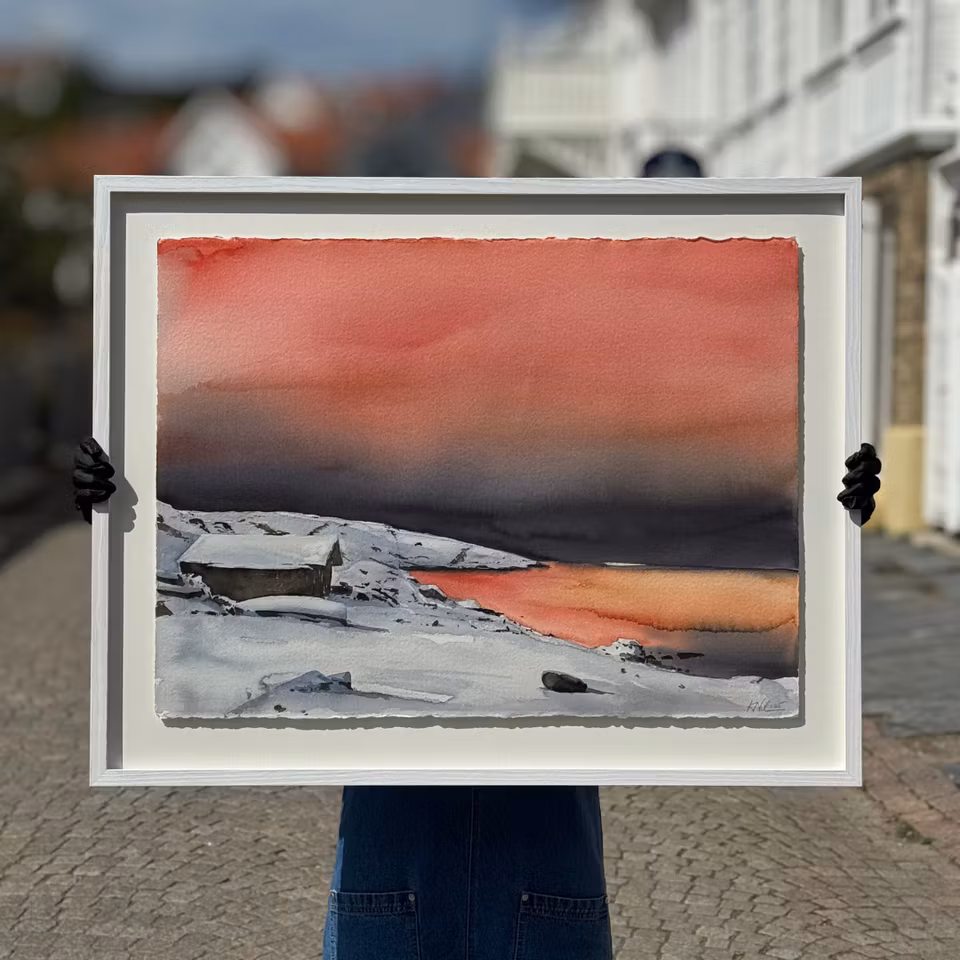 'Ramsvik', Akvarell av Kalle Nilsson, 93x73 cm