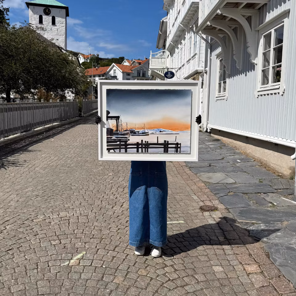 'Vintervila', Akvarell av Kalle Nilsson, 93x73 cm