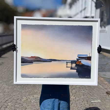 'Björholmen', Akvarell av Kalle Nilsson, 93x73 cm